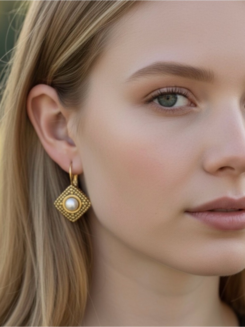 Gold Pearl Drop Earrings for Women - Elegant Classic Design